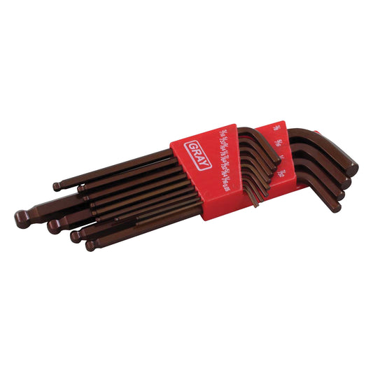 Long Arm Ball Hex Key Set, 13 Pcs., Imperial