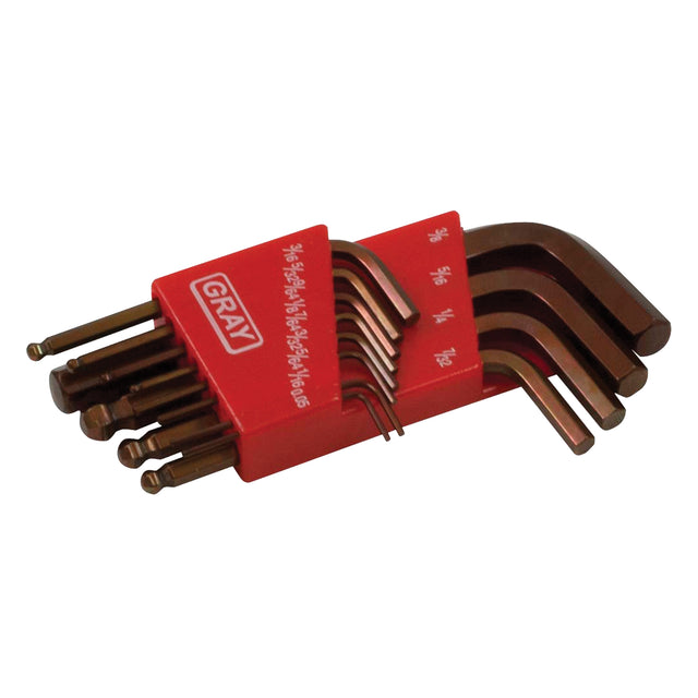 Short Ball End Hex Key Set, 13 Pcs., Imperial