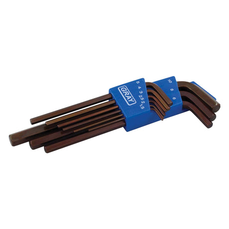 Extra Long Arm Hex Key Set, 9 Pcs., Metric