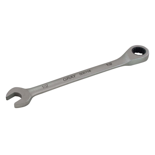 Combination Fixed Head Ratcheting Wrench, 12 Point, 5/16", Stainless Steel Finish