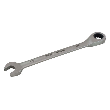 Combination Fixed Head Ratcheting Wrench, 12 Point, 9/16", Stainless Steel Finish