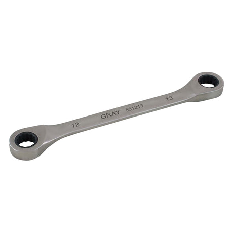 Double Box End Gear Ratcheting Wrench, 12 Point, 8 mm x 9 mm, Plain Finish