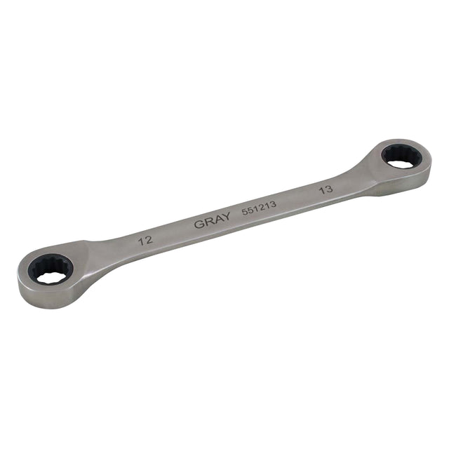 Double Box End Gear Ratcheting Wrench, 12 Point, 10 mm x 11 mm, Plain Finish