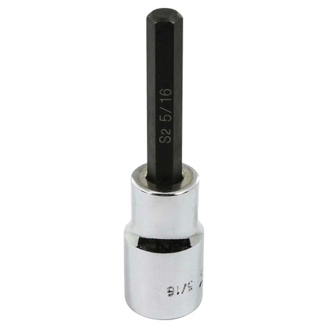 Bit Socket, Hex, 5/16" x 3-1/4" L, 1/2" Square Drive Drive
