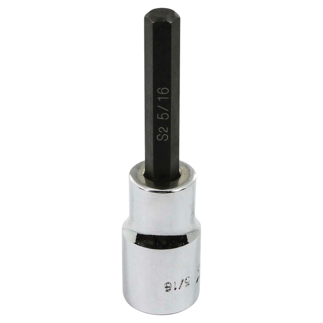 Bit Socket, Hex, 5/16" x 3-1/4" L, 1/2" Square Drive Drive