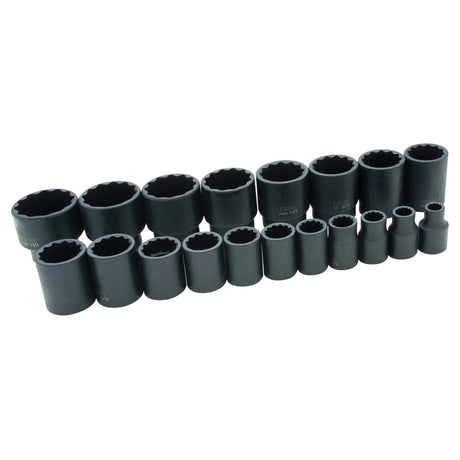 Socket Set, 19 Pcs, Impact, 1/2" Drive Size