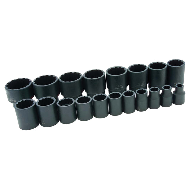 Socket Set, 19 Pcs, Impact, 1/2" Drive Size