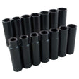 Socket Set, 14 Pcs, Impact, 1/2" Drive Size, Deep