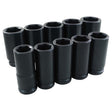 Socket Set, 10 Pcs, Impact, 3/4" Drive Size, Deep
