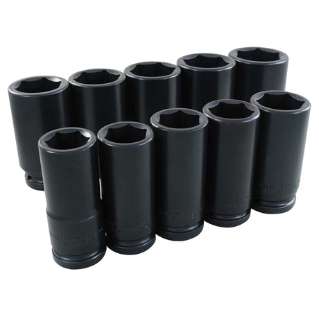 Socket Set, 10 Pcs, Impact, 3/4" Drive Size, Deep