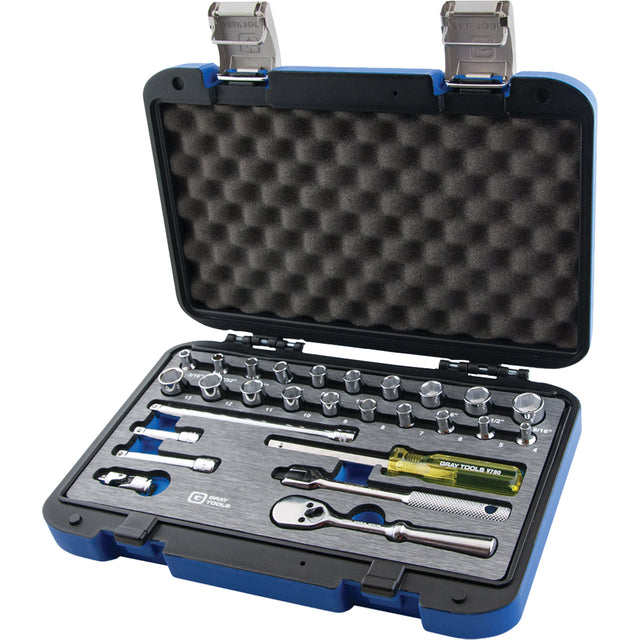 Socket Set, 27 Pcs, 1/4" Drive Size