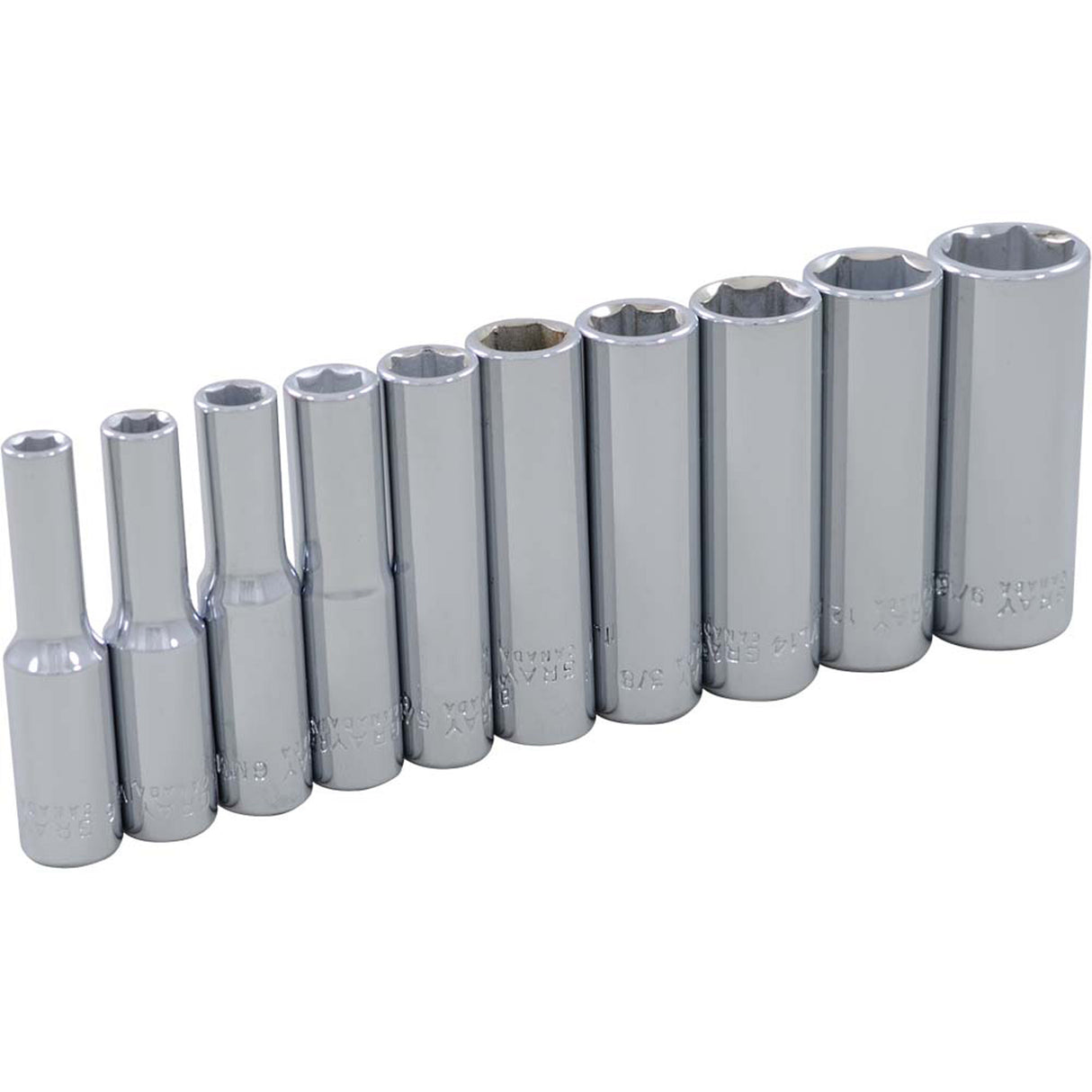 Socket Set , 10 Pcs, 1/4" Drive Size, Deep