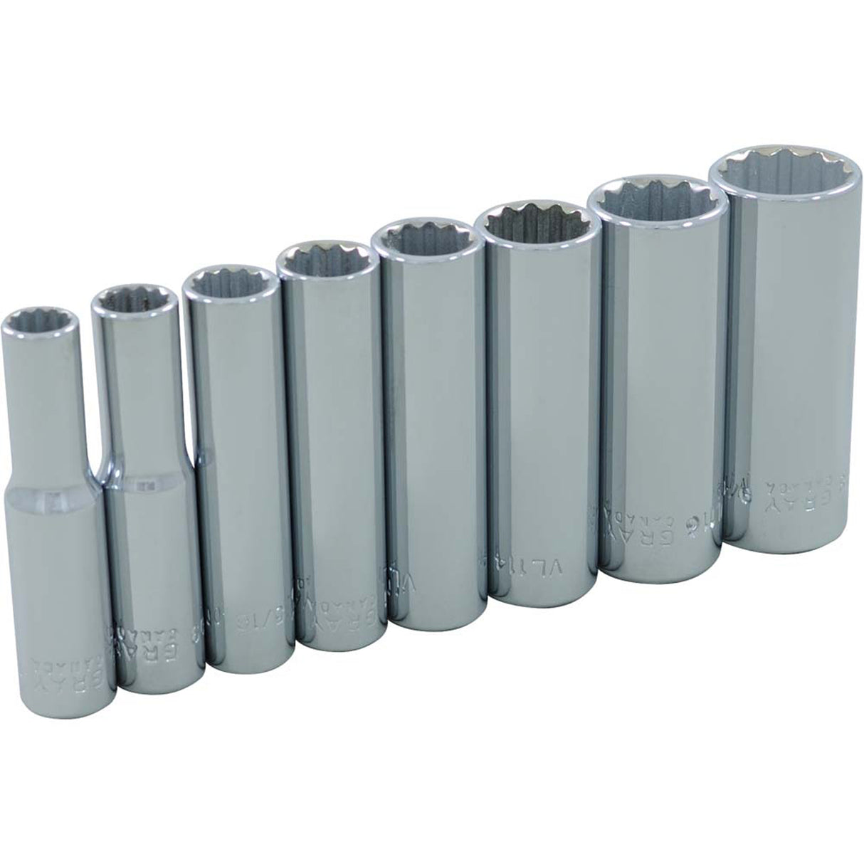 Socket Set, 8 Pcs, 1/4" Drive Size, Deep