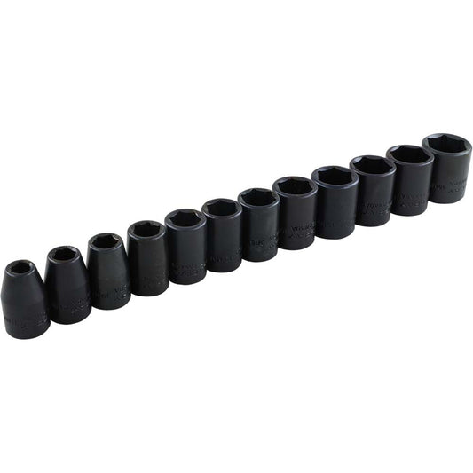 Socket Set, 12 Pcs, Impact, 3/8" Drive Size
