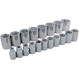 Socket Set, 19 Pcs, 1/2" Drive Size