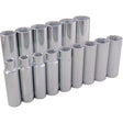 Socket Set, 15 Pcs, 1/2" Drive Size, Deep