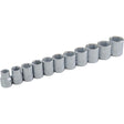 Socket Set, 11 Pcs, 3/8" Drive Size