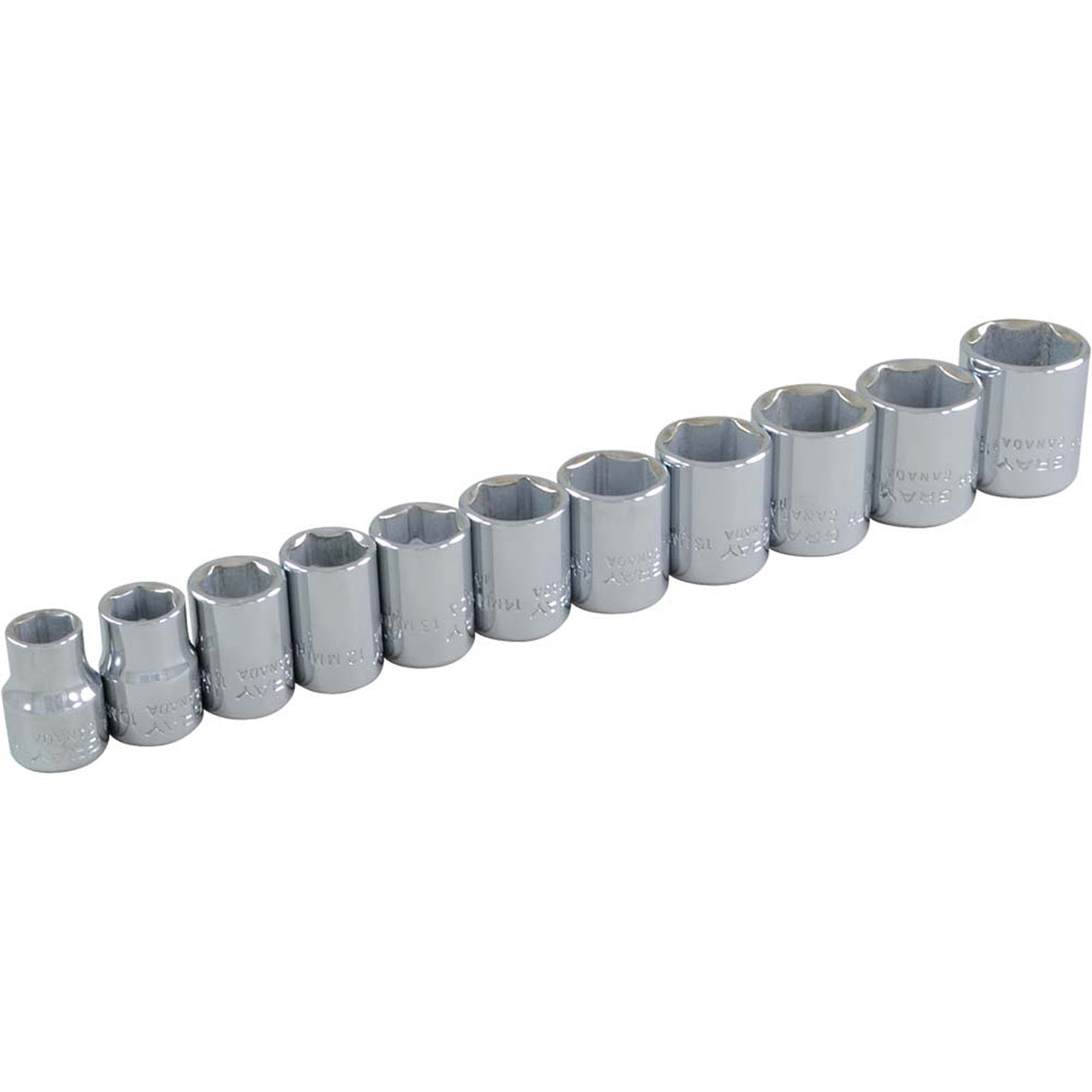Socket Set, 11 Pcs, 3/8" Drive Size