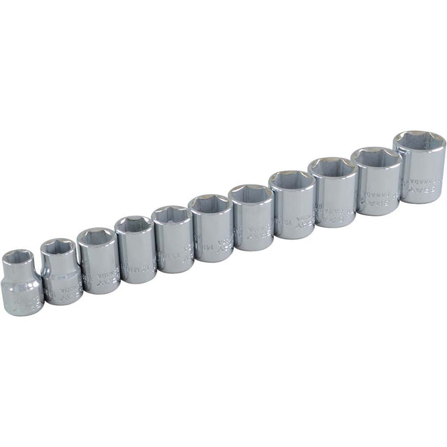 Socket Set, 11 Pcs, 3/8" Drive Size