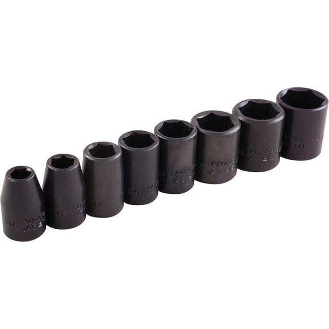 Socket Set, 8 Pcs, Impact, 3/8" Drive Size