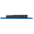 Socket Set, 12 Pcs, Impact, 3/8" Drive Size