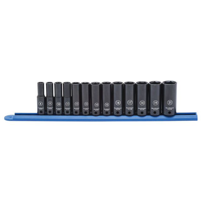 Socket Set, 13 Pcs, Impact, 3/8" Drive Size, Deep