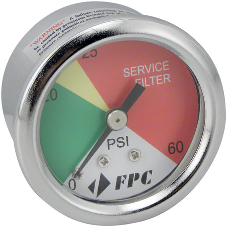 PG1326 Transmission Filter Pressure Gauge, 2" , 0 - 60 psi, Back Mount, Analogue