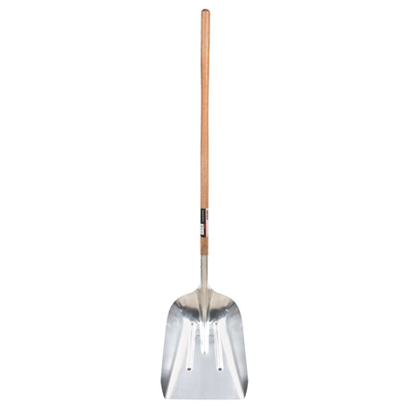 Scoop Shovel, Wood, Aluminum Blade, Straight Handle, 45-3/4" Length