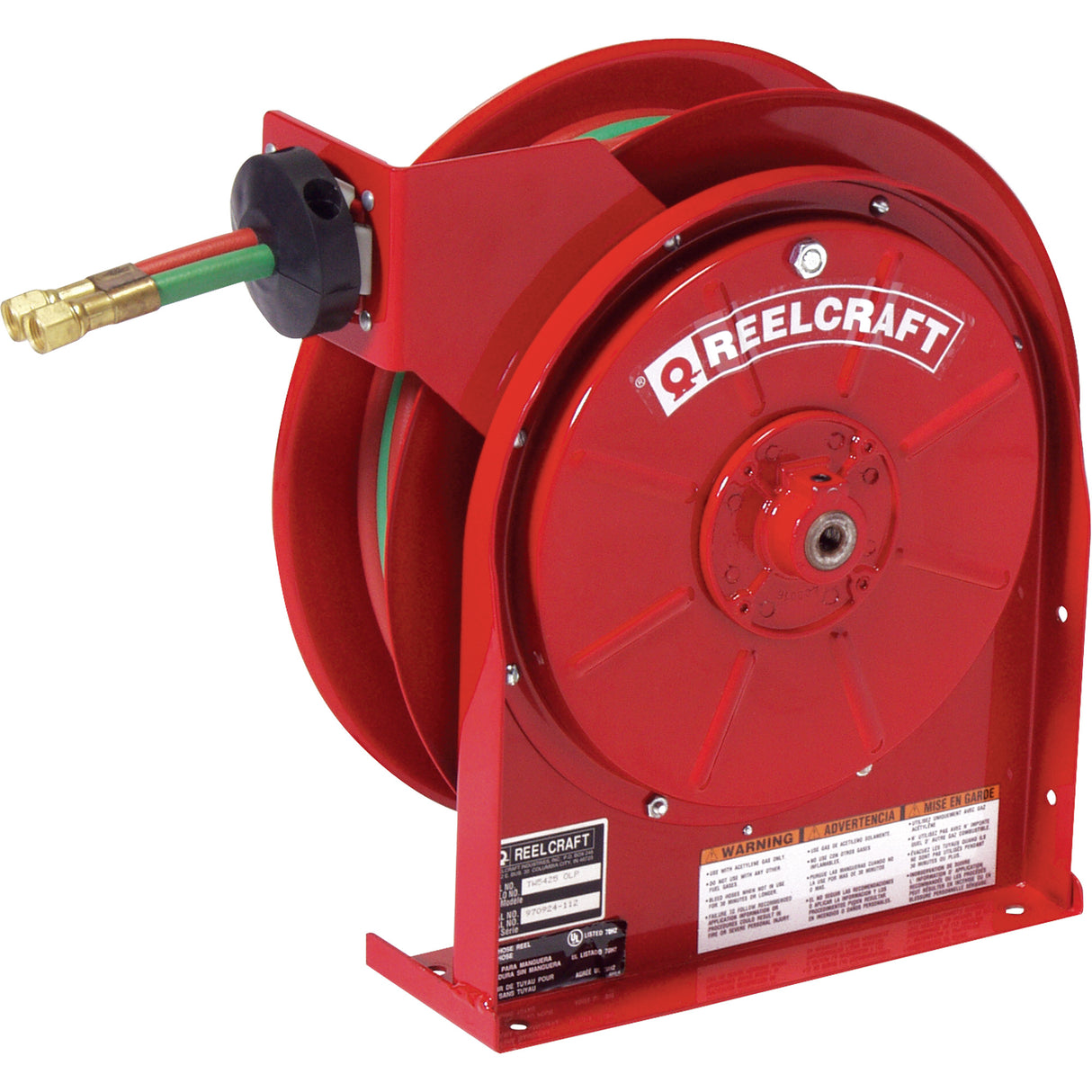 Spring Retractable Welding Hose Reel, Welding Gases, 1/4" x 25', Dual Hose, 200 psi