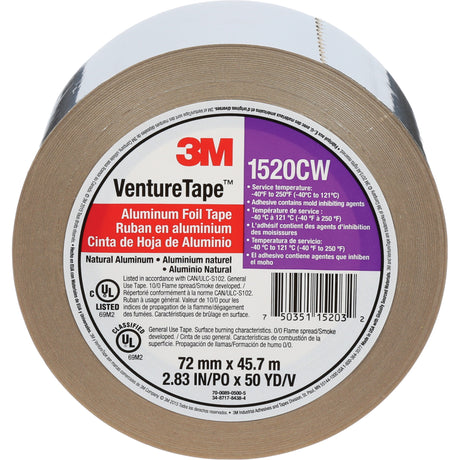 Venture Tape™ Aluminum Foil Tape, 1.8 mils Thick, 72 mm (3") x 45.7 m (150')