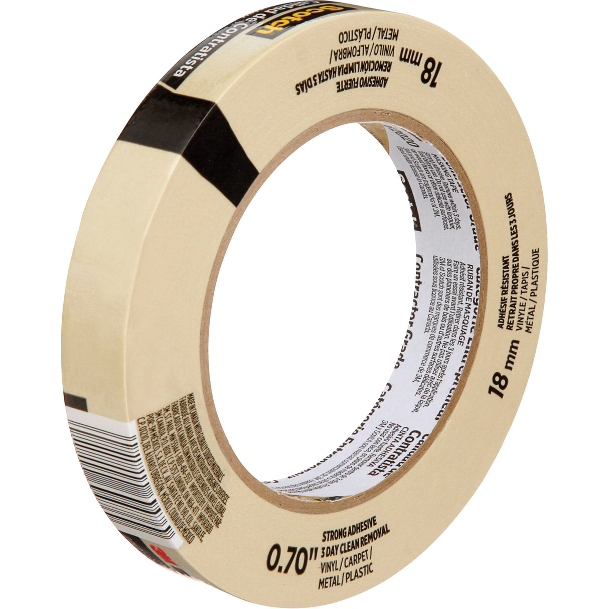 Scotch® Contractor Grade Masking Tape, 18 mm (3/4") x 55 m (180'), Beige