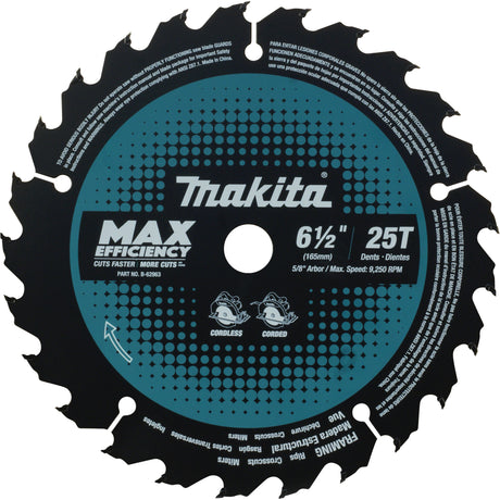 Max-Efficiency Circular Saw Blade, 6-1/2", 25 Teeth, Laminate/Wood Use