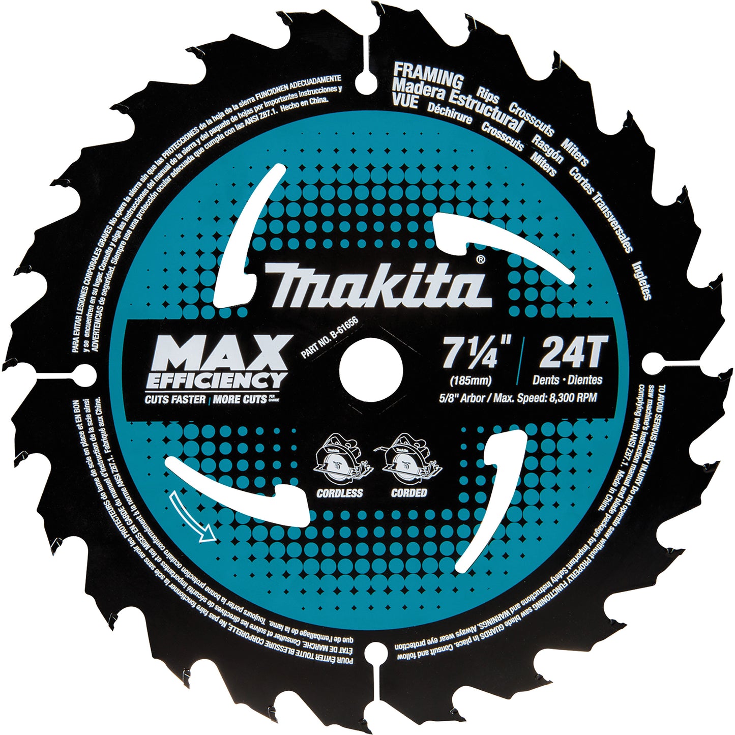 Carbide-Tipped Circular Saw Blade, 7-1/4", 24 Teeth, Wood Use