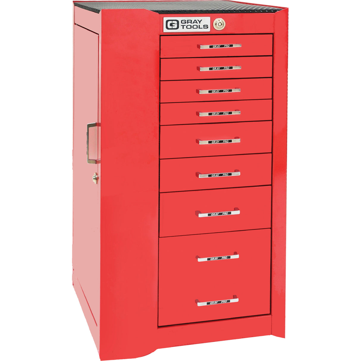 Pro+ Left Side Rider Tool Cabinet, 8 Drawers, 19" W x 19" D x 36-1/2" H, Red