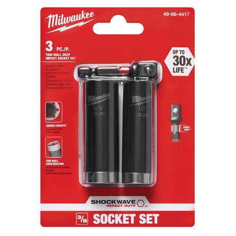 Shockwave™ Impact Duty™ Well Socket Set, 3 Pcs, Impact, 3/8" Drive Size, Deep
