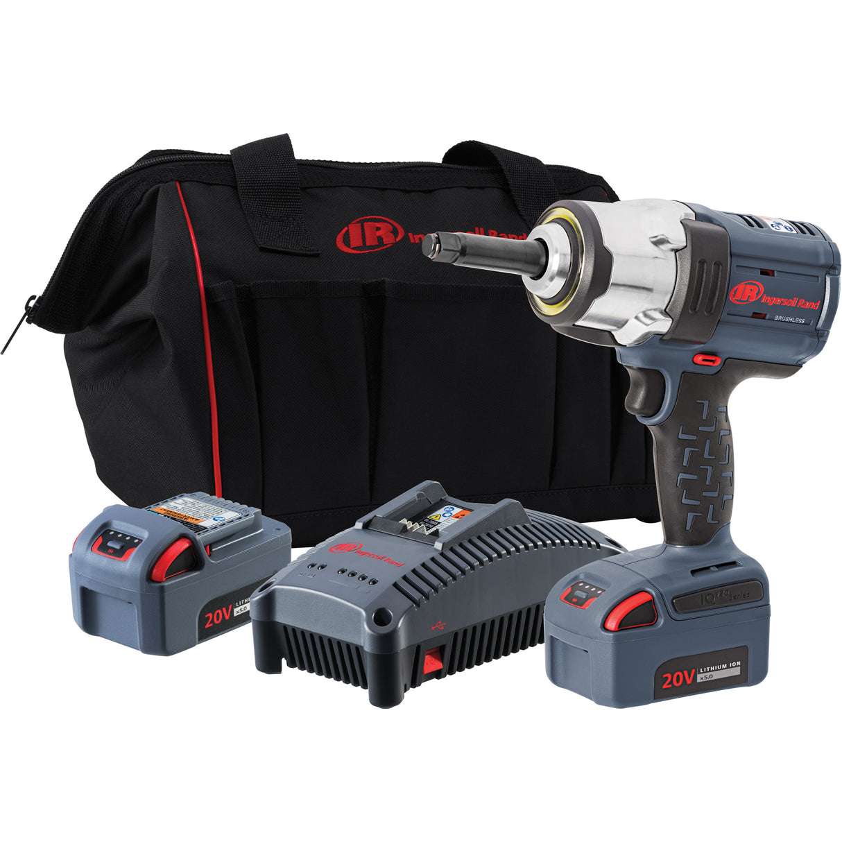 IQv20 Cordless Impact Wrench with 2" Anvil Extension Kit, 20 V, 1/2" Socket