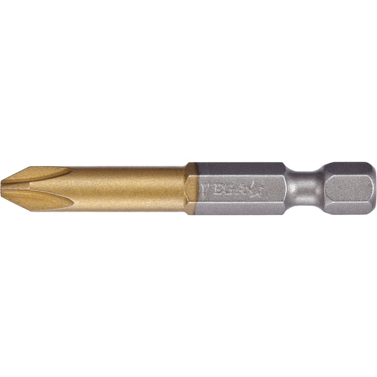 Power Bit, Phillips, #2 Tip, 1/4" Drive Size, 2" Length