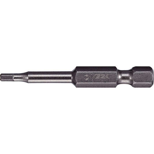 Power Bit, Hex, 7/32" Tip, 1/4" Drive Size, 6" Length