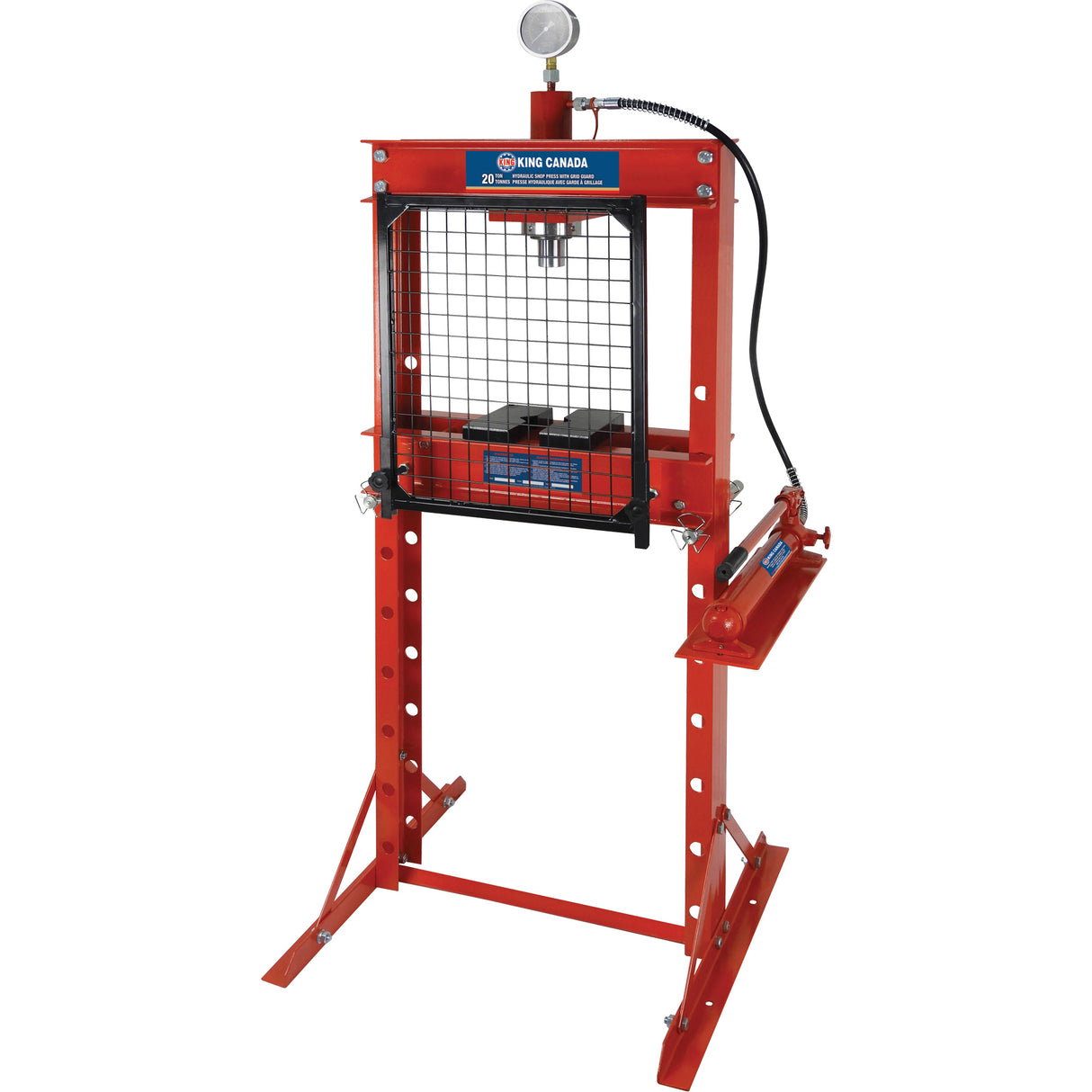 Hydraulic Shop Press with Grid Guard, 20 tons Capacity
