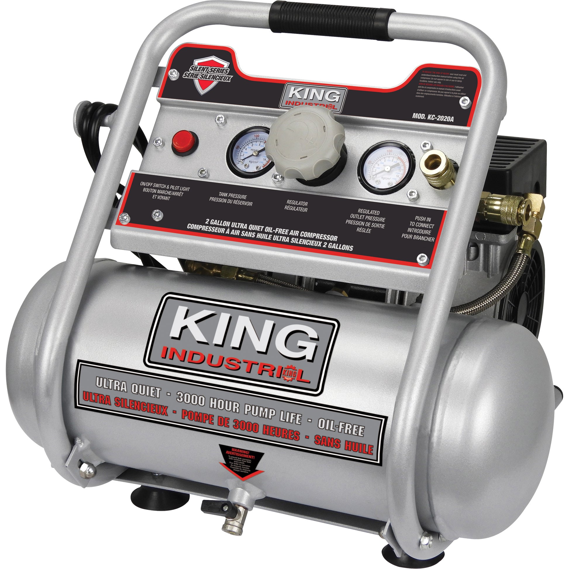 Oil-Free Air Compressor, Electric, 2 Gal. (2.4 US Gal), 125 PSI, 120/1 V