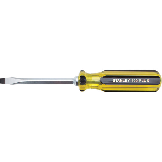 100 PLUS® Standard Slotted Tip Screwdriver, 1/4" Tip, Square, 8-3/16" L, Plastic Handle
