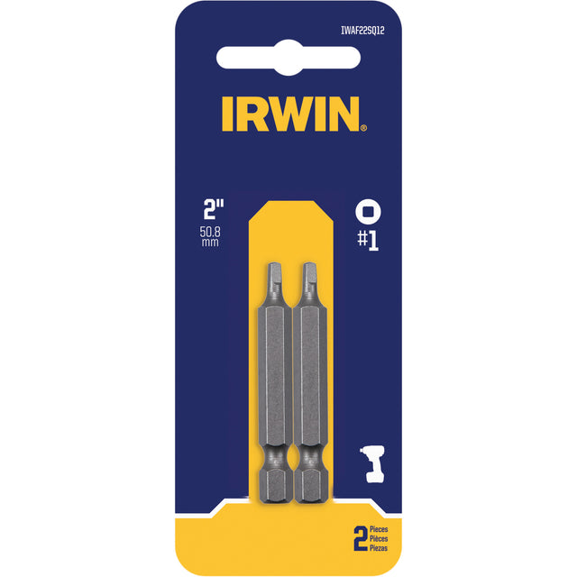 Power Bits, Square, #1 Tip, 1/4" Drive Size, 2" Length