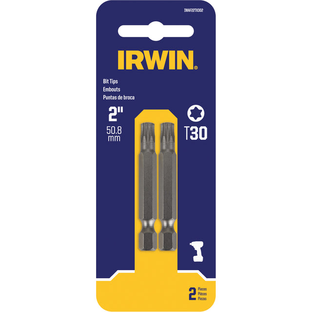Power Bits, Torx, T-30 Tip, 1/4" Drive Size, 2" Length