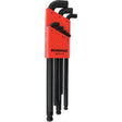 Stubby Ball End Hex Key Set, 9 Pcs., Metric