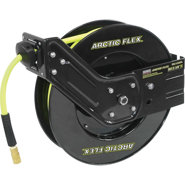 Retractable Hose Reel with Hybrid Polymer Hose, Air, 3/8" x 50', Single Hose, 300 psi