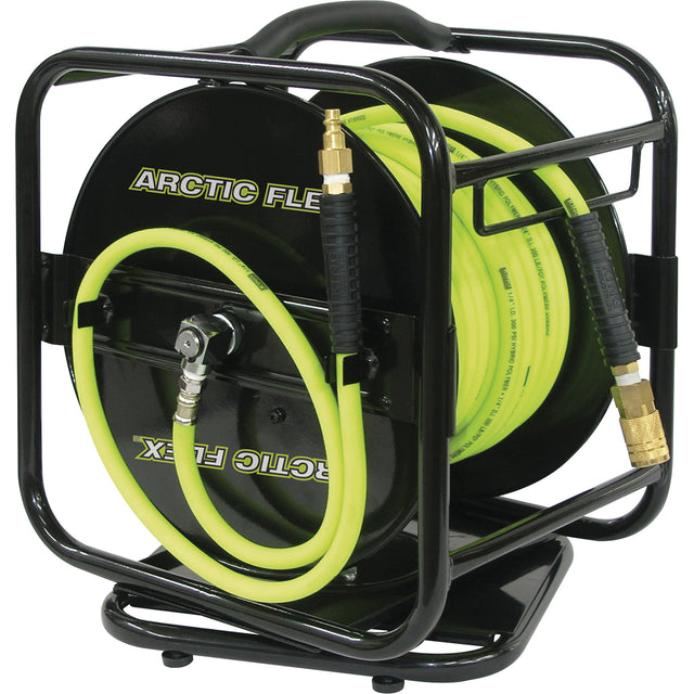 Manual Hose Reel with Hybrid Polymer Air Hose, Air, 1/4" x 100', Single Hose