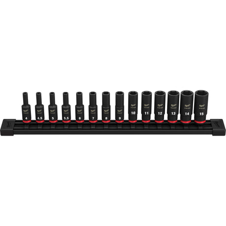Shockwave™ Impact Duty™ Metric 6 Point Socket Set, 14 Pcs, Impact, 1/4" Drive Size, Deep