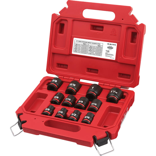 Shockwave™ Impact Duty™ SAE 6 Point Socket Set, 12 Pcs, Impact, 1/2" Drive Size