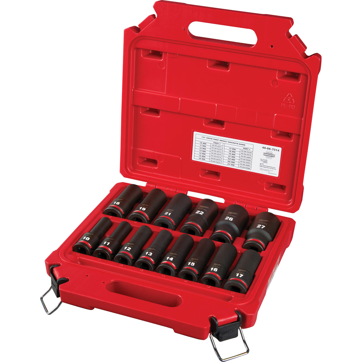 Shockwave™ Impact Duty™ Metric 6 Point Socket Set, 14 Pcs, Impact, 1/2" Drive Size, Deep