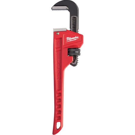 Pipe Wrench, 1-1/2" Jaw Capacity, 10" Long, Powder Coated Finish, Ergonomic Handle